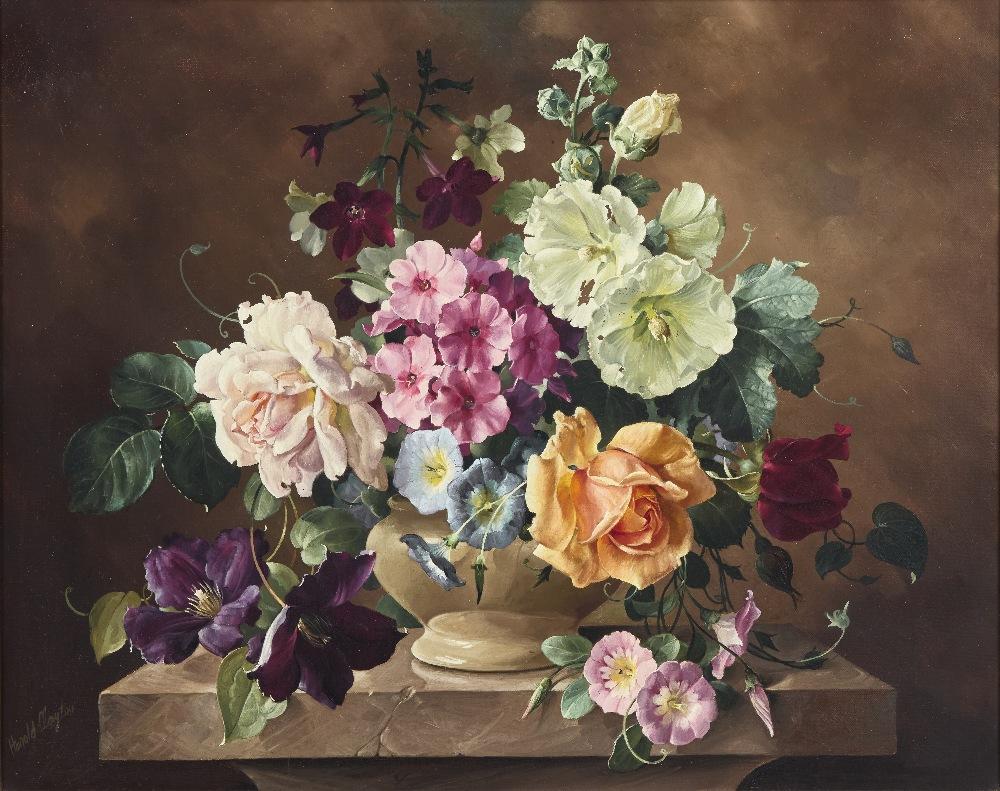 Harold Clayton comparable auction result: harold clayton british 1896 1979 floral still life with roses pansies