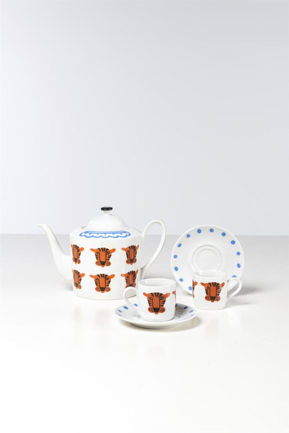 Nathalie DuPasquier comparable auction result: nathalie du pasquier born 1957 porcelain tea set with tiger pattern