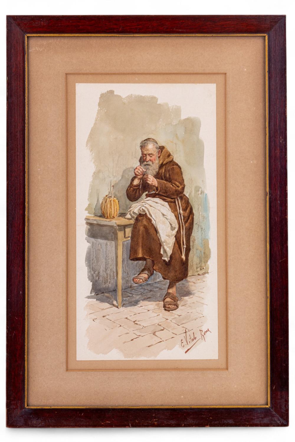 Edouardo Vitali comparable auction result: edouardo vitali italy 19c antique watercolor