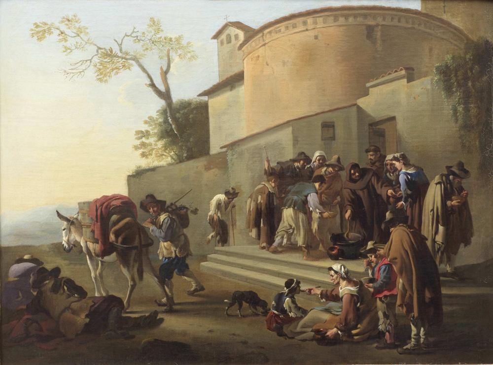 Jan Miel comparable auction result: jan miel antwerp 1599 1663 turin the feeding of the poor at the gates of a monastery one of the seven acts of mercy