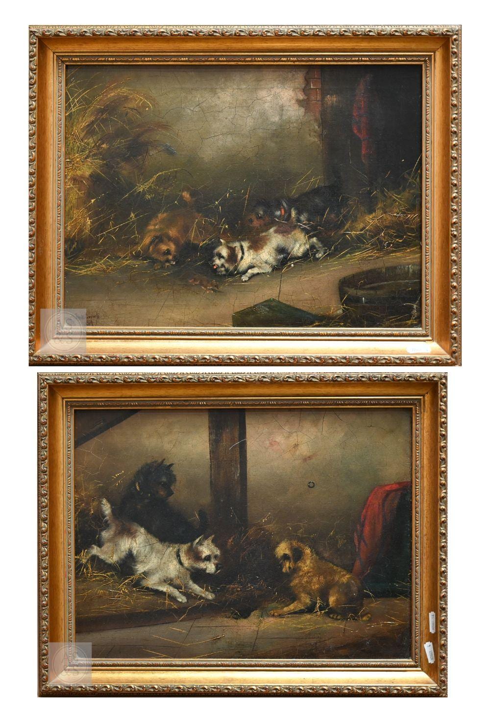 Frank Cassell comparable auction result: frank cassell 1862 1908 after george armfield a pair of studies of terriers playing in a barn