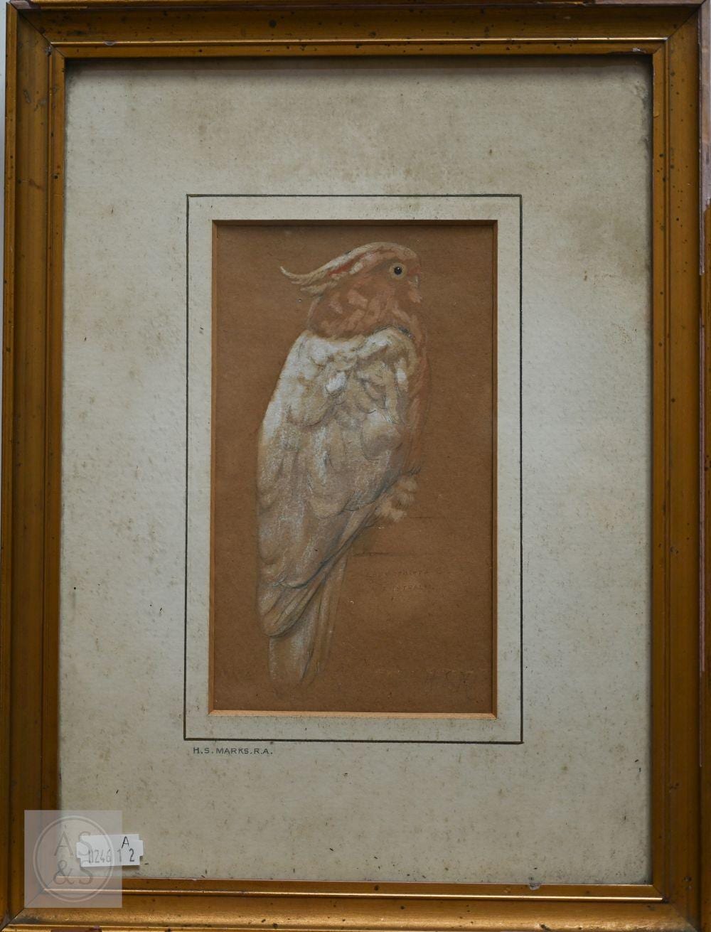 Henry Stacy Marks comparable auction result: henry stacy marks 1829 98 australian leadbeater cockatoo watercolour on buff paper signed