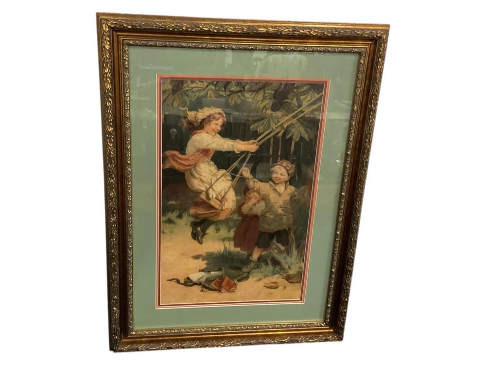 Frederick Morgan comparable auction result: large framed print after school by frederick morgan