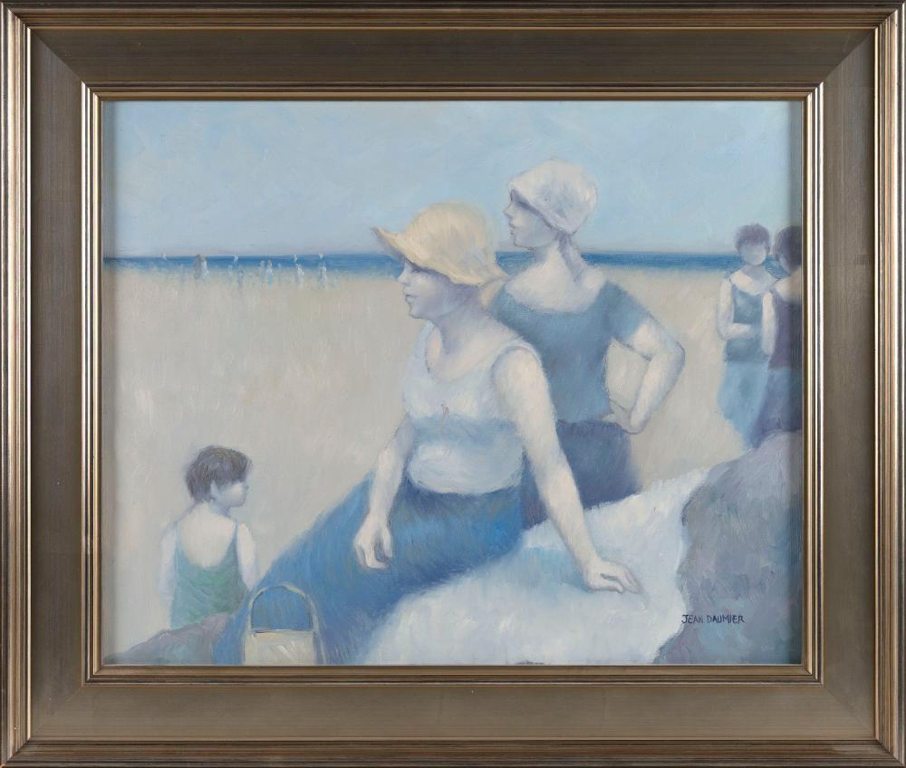 Jean Daumier comparable auction result: jean daumier france 1948 at the beach oil on canvas 20 x 24 framed 25 5 x 30