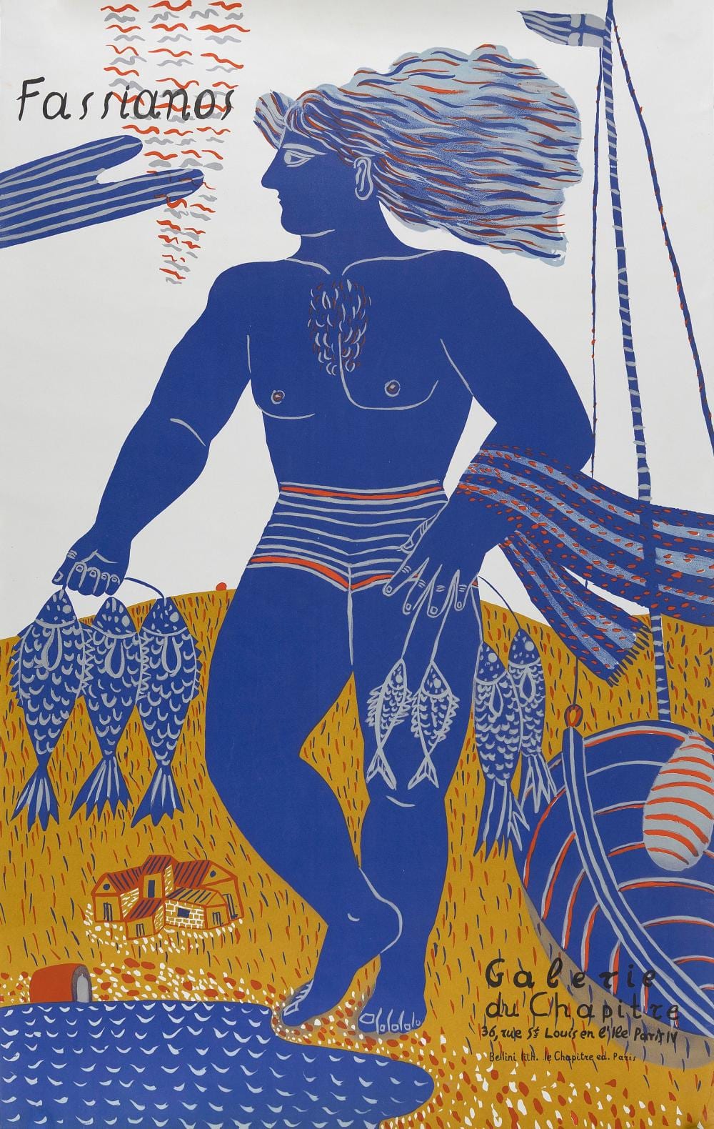 Alexandre Jean Noël comparable auction result: alexandre alecos fassianos greece 1935 2022 greek fisherman 1997 color lithograph poster 36 5 x 22 75 unframed