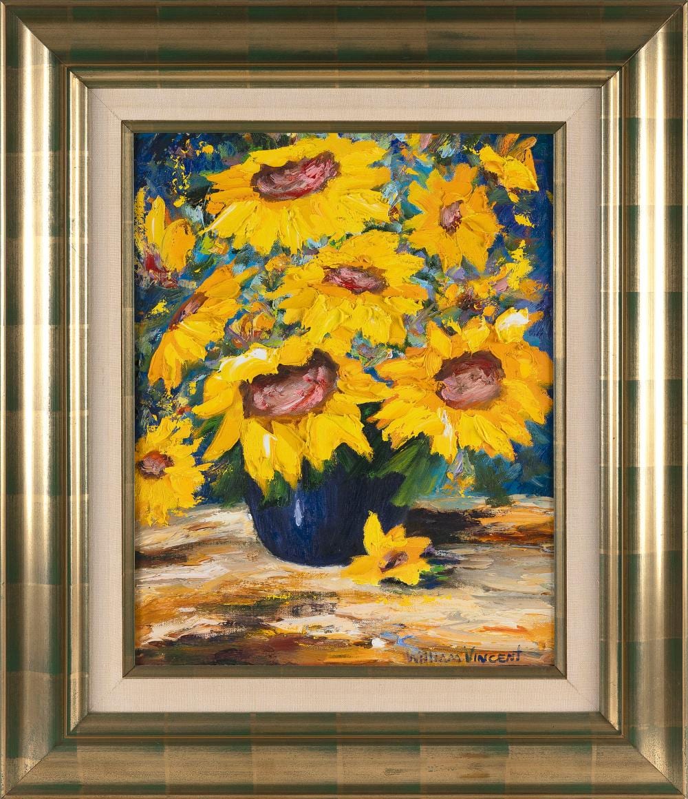 William Kirkpatrick Vincent comparable auction result: william kirkpatrick vincent new mexico florida 1939 2004 still life of sunflowers oil on canvas 20 x 16 framed 28 5 x 24 5