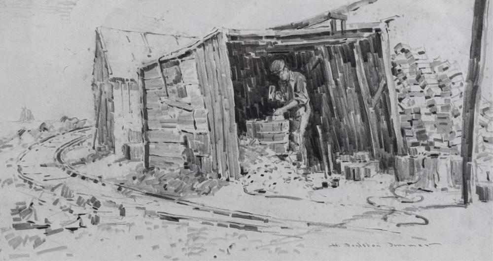 H. Boylston Dummer comparable auction result: h boylston dummer massachusetts 1878 1945 a cooper s shack pencil on paper 6 25 x 11 5 sight framed 14 x 19