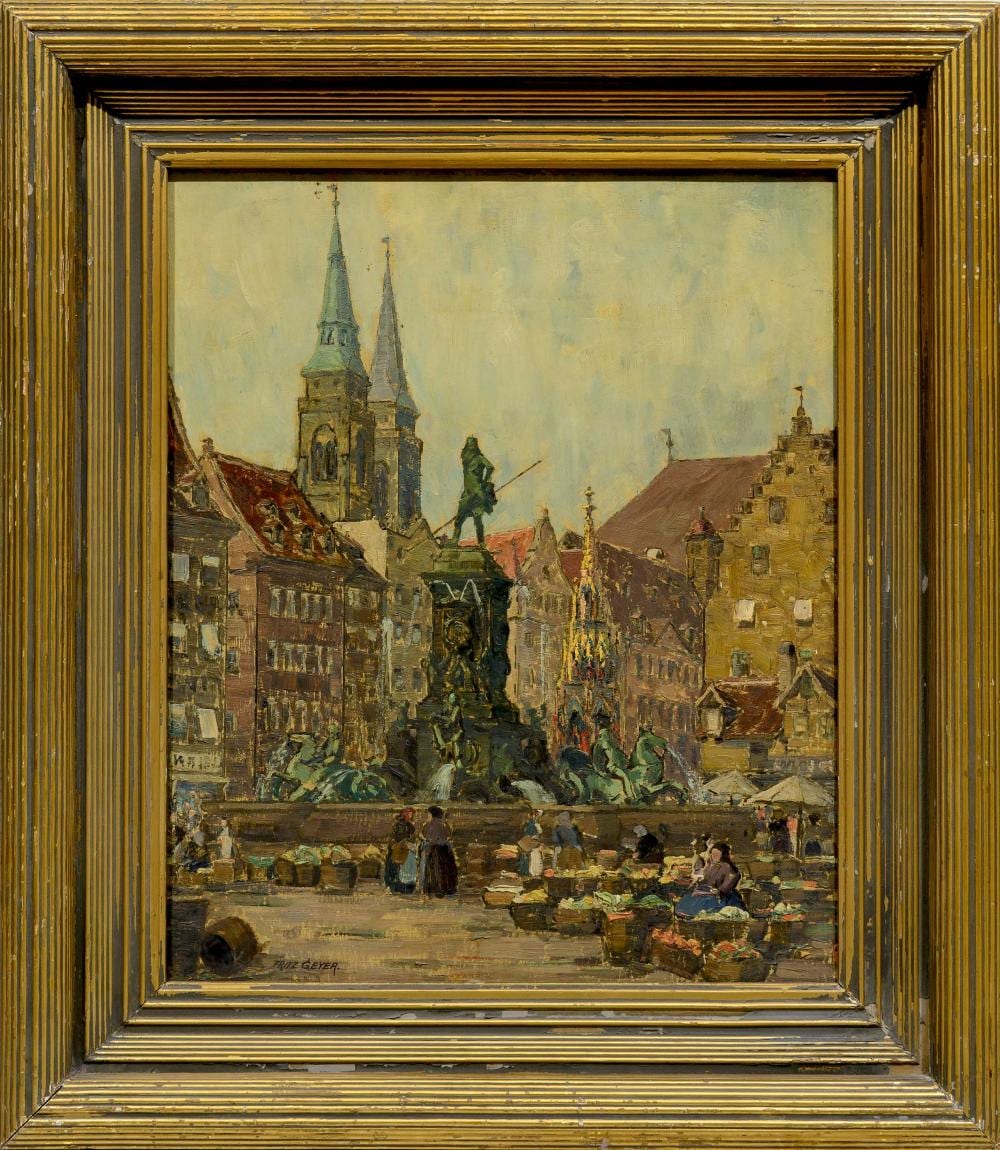 Fritz Geyer comparable auction result: fritz geyer germany 1857 1947 oil marktplatz im n rnberg signed titled verso 58 x 48