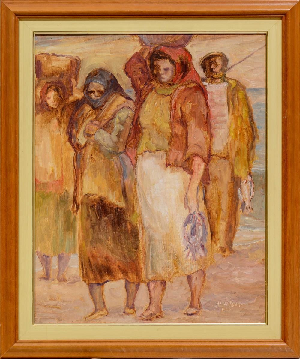 Amos Langdown comparable auction result: amos langdown sa 1930 2006 oil bringing home the catch signed dated 1990 50 x 40