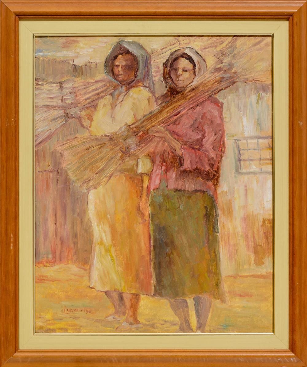 Amos Langdown comparable auction result: amos langdown sa 1930 2006 oil wheat carriers signed dated 90 50 x 40