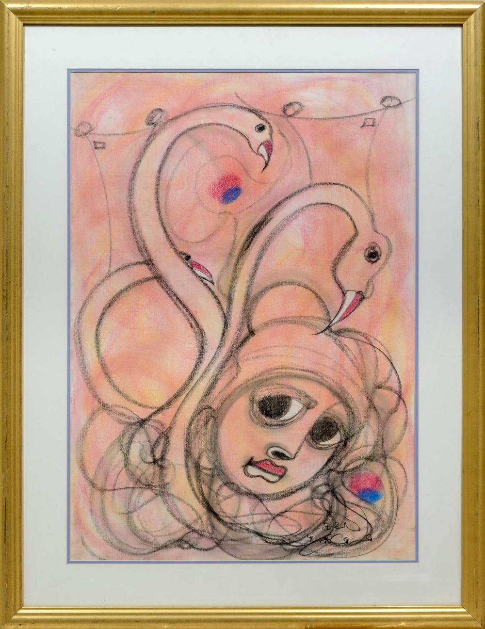 Benjamin Mzimkulu Macala comparable auction result: ben macala sa 1938 1997 mixed media face flamingos signed 85 x 60