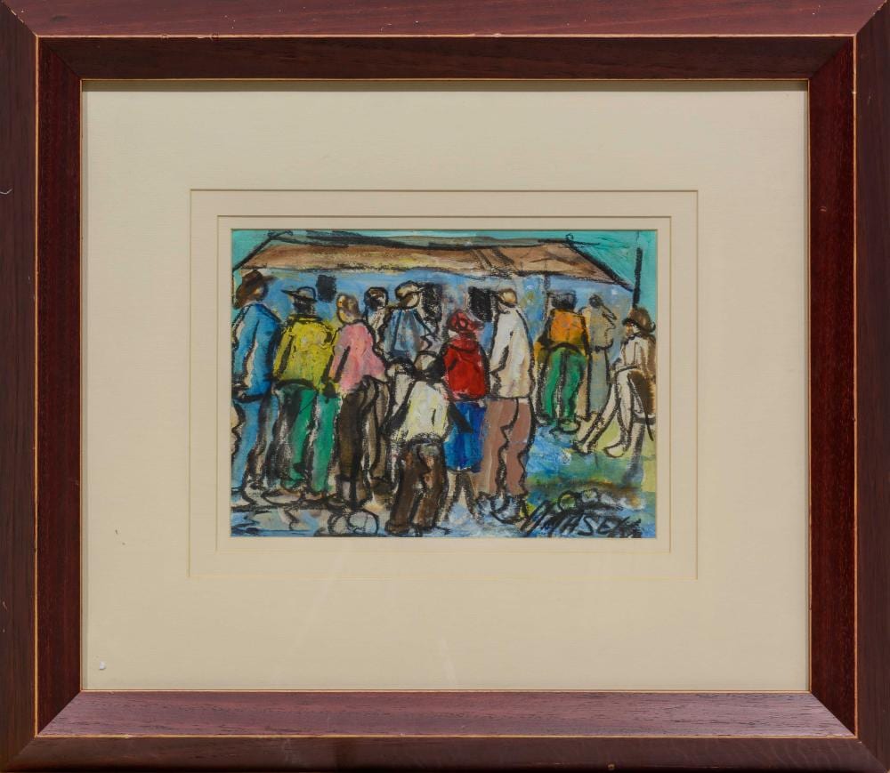 Joe Maseko comparable auction result: joe maseko sa 1940 2008 mixed media gathering signed 24 x 33
