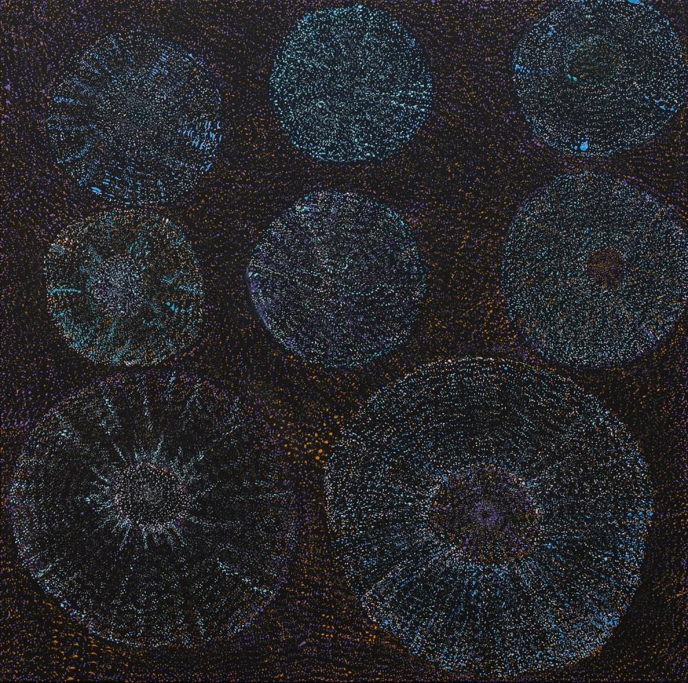 Elizabeth Douglas comparable auction result: elizabeth douglas seven sisters dreaming acrylic on linen 101cm x 101cm