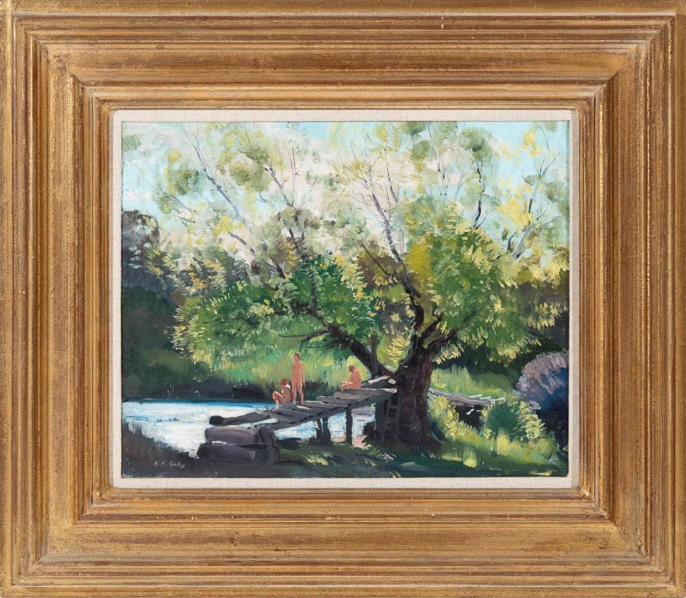 herbert gallop australian 1890 1958 lakeside oil on board 28 x 36cm frame size 48 x 57cm · Lawsons · 2025-06-30 Herbert Gallop comparable auction result: herbert gallop australian 1890 1958 lakeside oil on board 28 x 36cm frame size 48 x 57cm