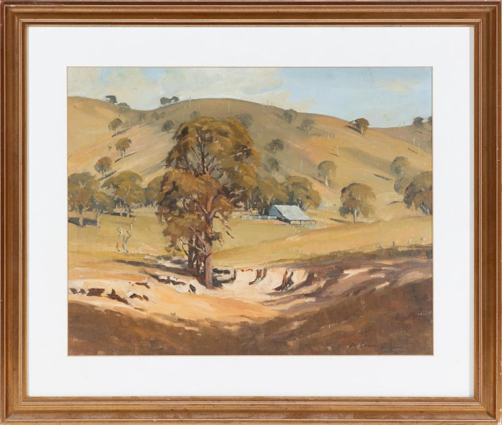 Les Graham comparable auction result: les graham australian 1942 homestead oil on canvasboard 39 x 48cm frame 58 x 68cm