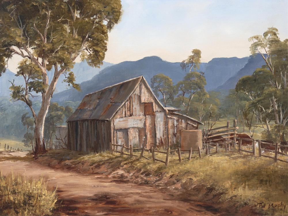 patricia pat murphy working 1980s untitled cow shed oil on canvas on board 44 5 x 59 5 cm 17 5 x 23 4 in frame 63 x 78 x 5 cm 24 8 x 30 7 x 1 9 in · Lawsons · 2025-06-25 Patricia Cunningham comparable auction result: patricia pat murphy working 1980s untitled cow shed oil on canvas on board 44 5 x 59 5 cm 17 5 x 23 4 in frame 63 x 78 x 5 cm 24 8 x 30 7 x 1 9 in