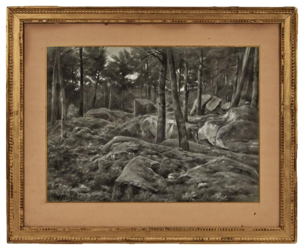 Auguste Allongé comparable auction result: auguste allong 1833 1898 rochers en for t de fontainebleau fusain et
