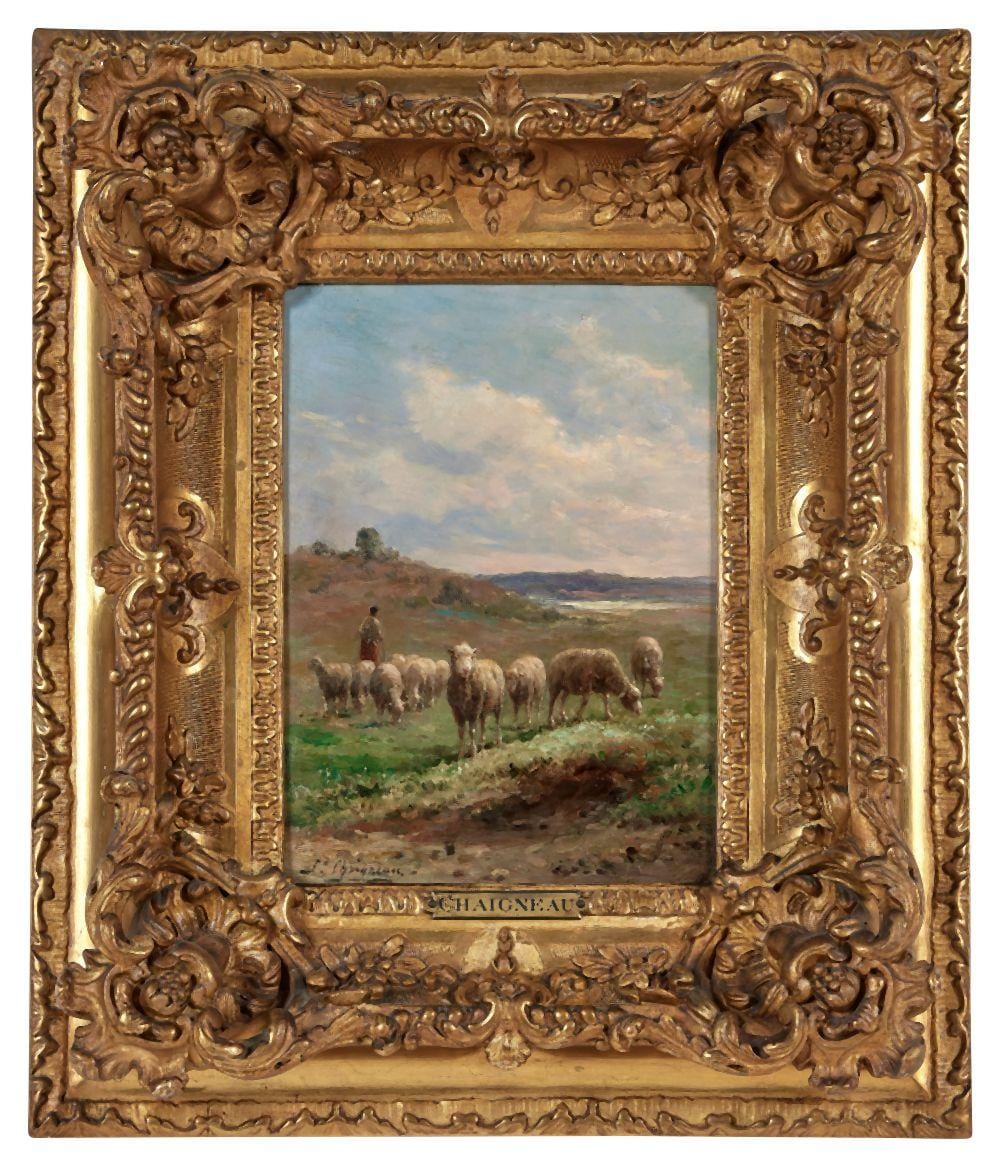 Jean Ferdinand Chaigneau comparable auction result: jean ferdinand chaigneau 1830 1906 berg re et ses moutons huile sur