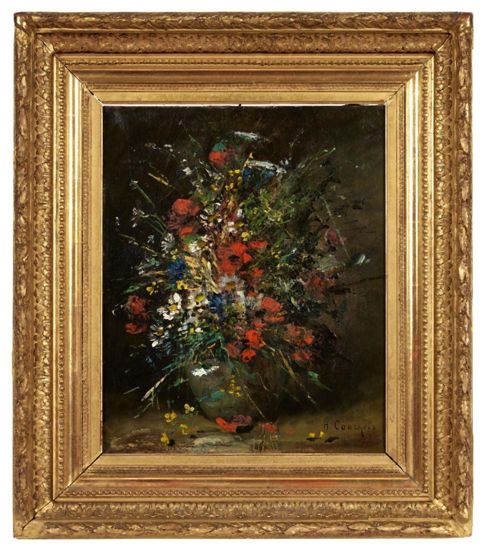 Eugène Henri Cauchois comparable auction result: eug ne henri cauchois 1850 1911 bouquet champ tre dans un vase huile