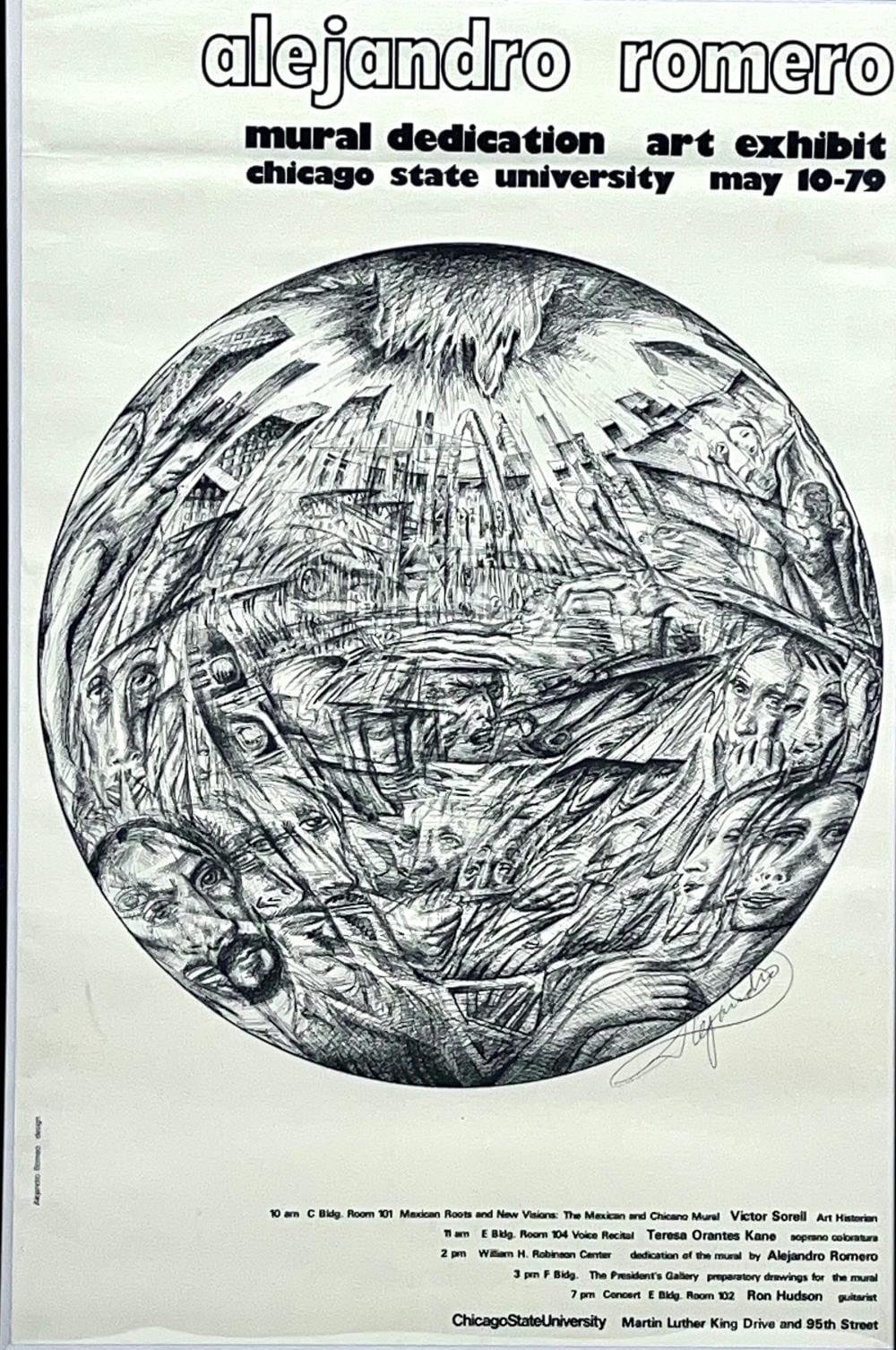 Alejandro Romero comparable auction result: alejandro romero mural dedication chicago 1979 signed