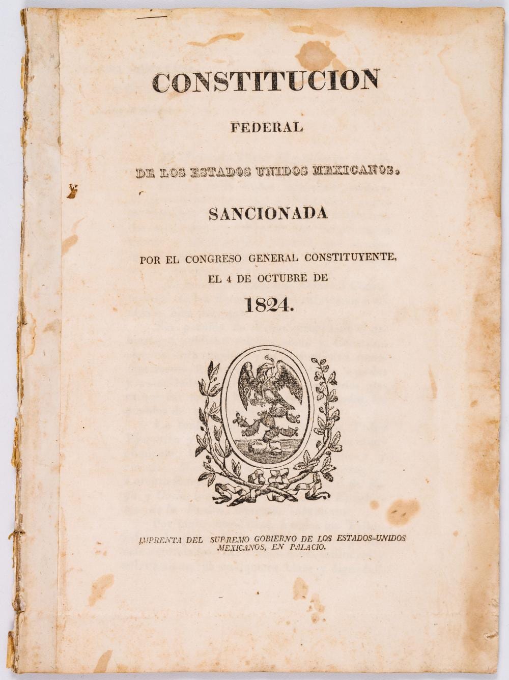 Constitución federal de los Estados Unidos Mexicanos. Seccionada. El Congreso General Constituyente del 4 de octubre de 1824 comparable sale
