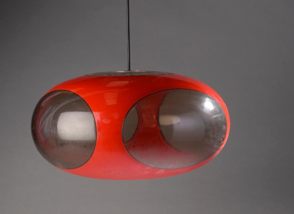 Luigi Colani comparable auction result: luigi colani 1928 2019 suspension mod le ufo circa 1970 corps ovo de en abs rouge et diffuseur en plexiglas