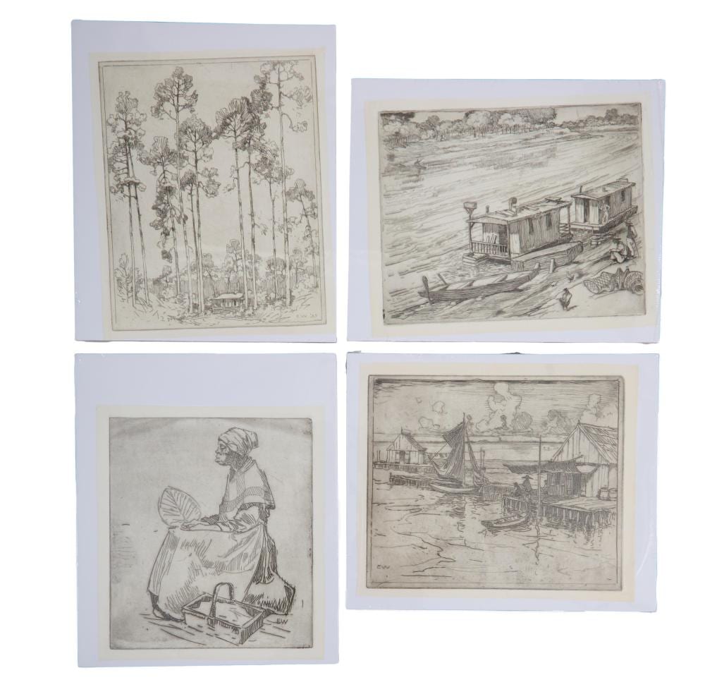 Ellsworth Woodward comparable auction result: ellsworth woodward american new orleans 1861 1939 four etchings on paper c 1935 largest h 8 3 4 in w 10 1 2 in 4 pcs