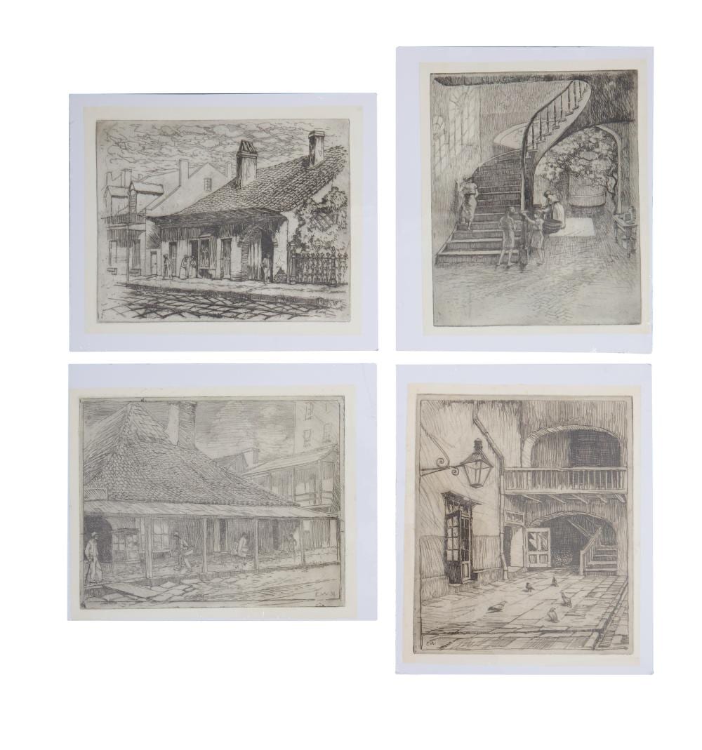 Ellsworth Woodward comparable auction result: ellsworth woodward american new orleans 1861 1939 four etchings on paper largest h 10 1 2 in w 8 7 8 in 4 pcs