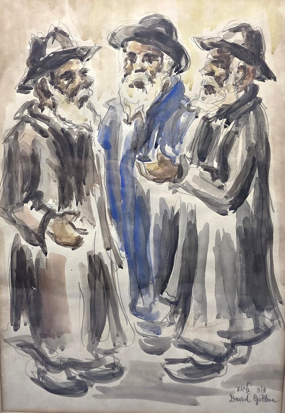 David Gilboa comparable auction result: david gilboa 1901 1976 meeting of orthodox jews