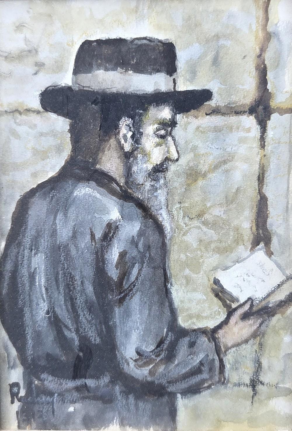 Jehuda Rodan comparable auction result: yehuda rodan 1916 1985 a jew praying at the western wall
