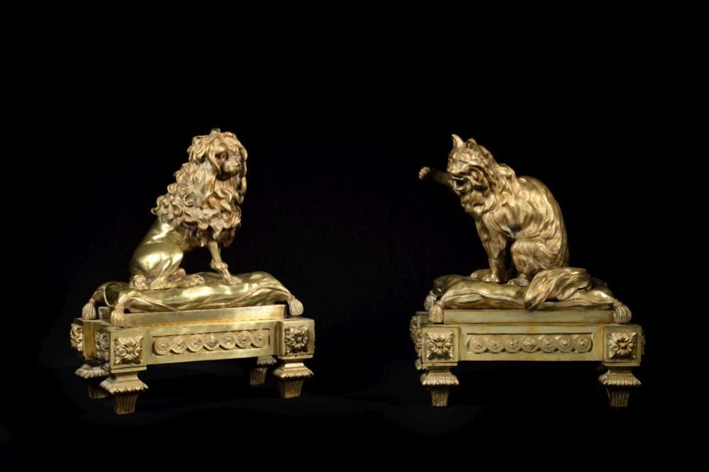 Jacques Caffieri comparable auction result: jacques caffieri 1678 1755 d apr s paire de chenets au chien et au ch