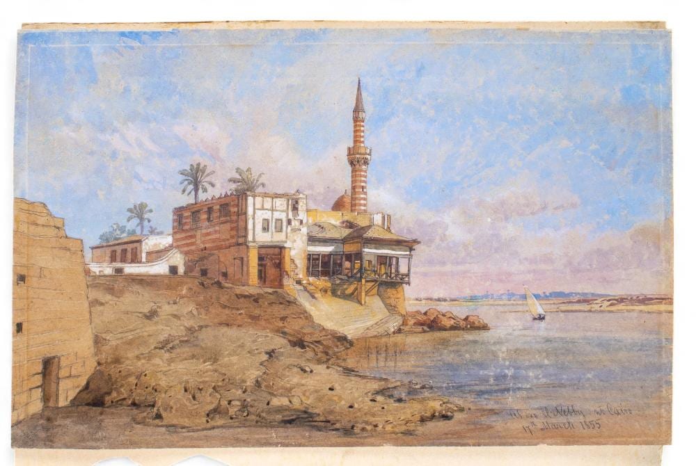 Frank Dillon comparable auction result: frank dillon british 1823 1909 after el nebby on the nile near cairo