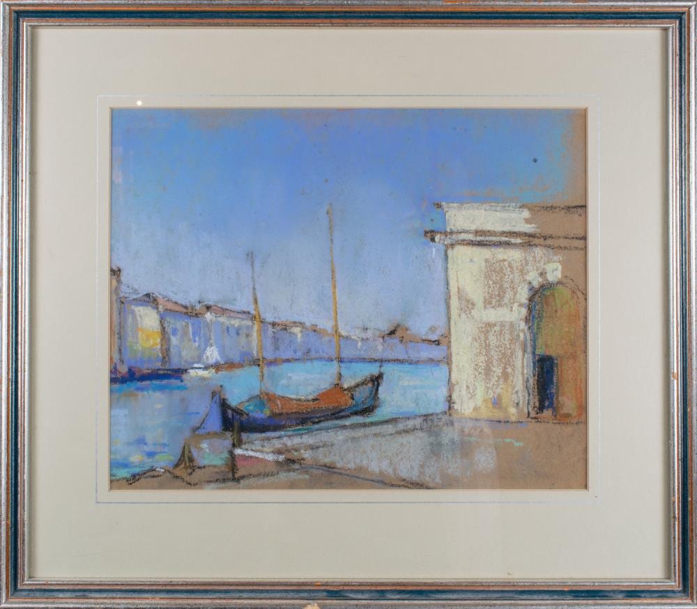Leonard Richmond comparable auction result: leonard richmond british 1889 1965 city riverscape with boat