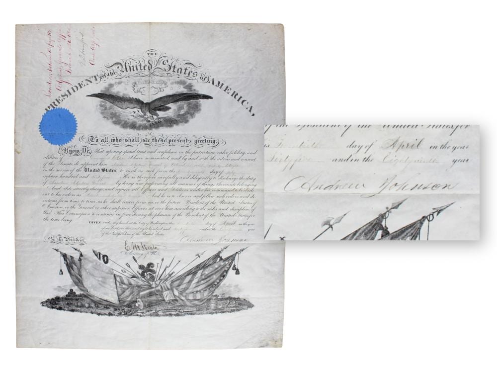 Andrew Johnson comparable auction result: andrew johnson signed military appointment