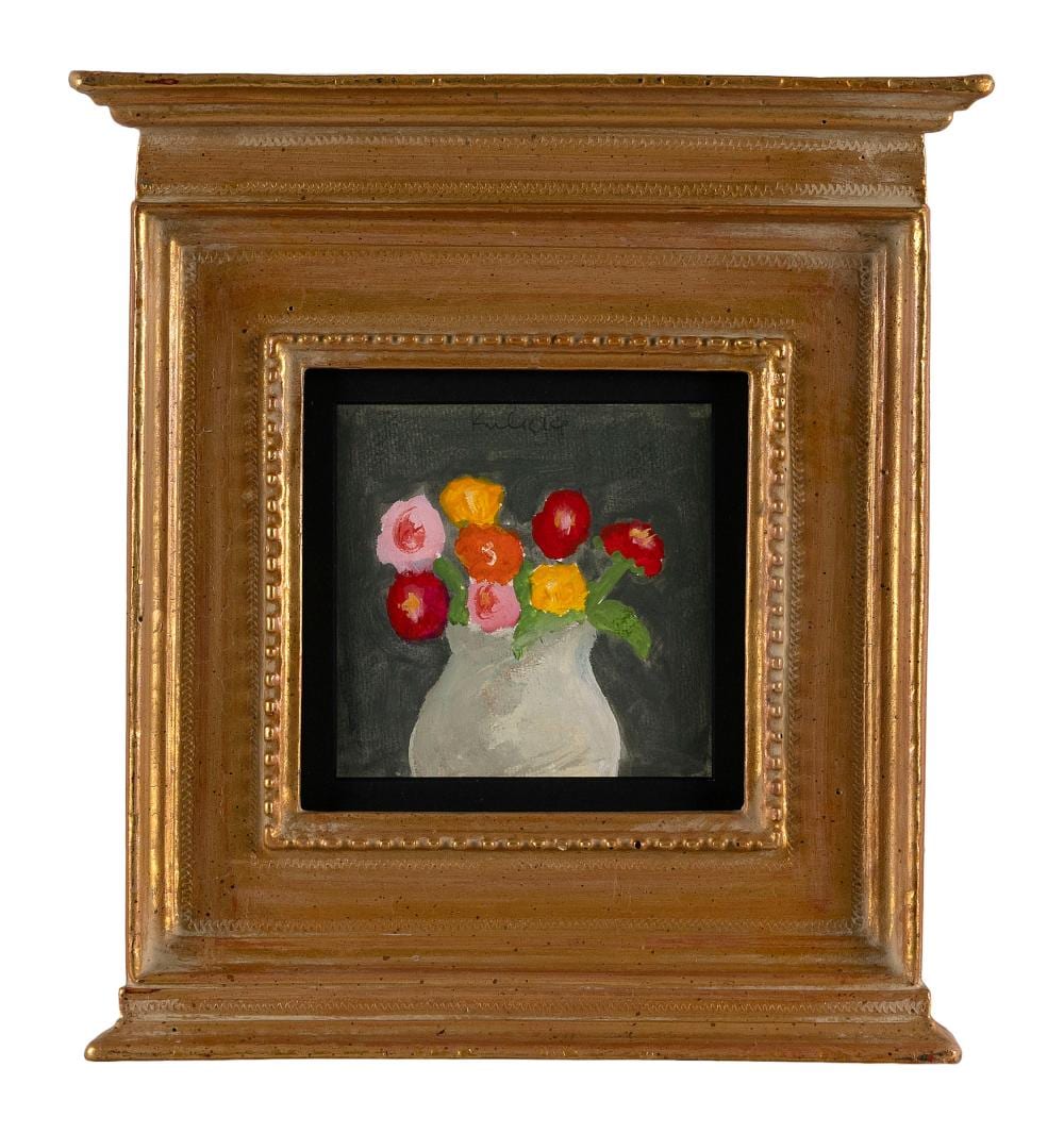 Robert M Kulicke comparable auction result: robert moore kulicke new york pennsylvania france 1924 2007 colorful flowers in a white vase watercolor on paper 5 x 5 sight framed 13 x 12