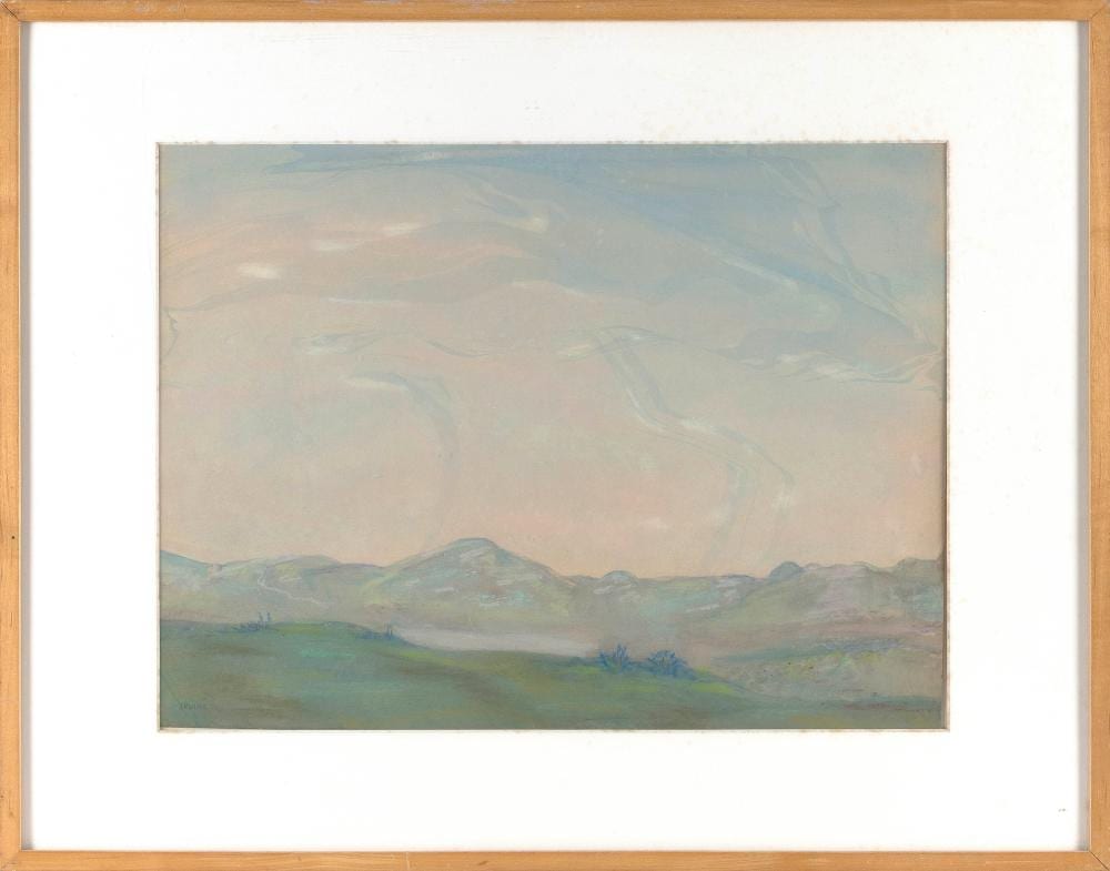 Wilson Henry Irvine comparable auction result: wilson henry irvine connecticut 1869 1936 clouds over a mountain mixed media on paper 14 x 19 sight framed 21 x 27