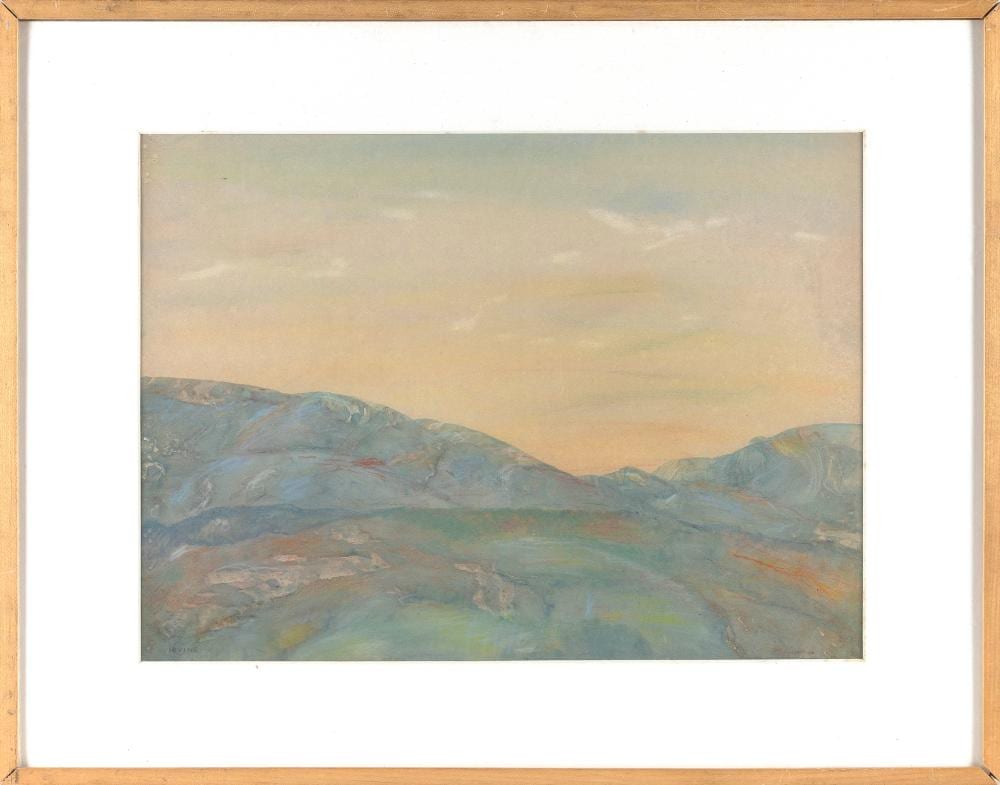 Wilson Henry Irvine comparable auction result: wilson henry irvine connecticut 1869 1936 sunset in the valley watercolor on paper 14 x 19 sight framed 21 x 29