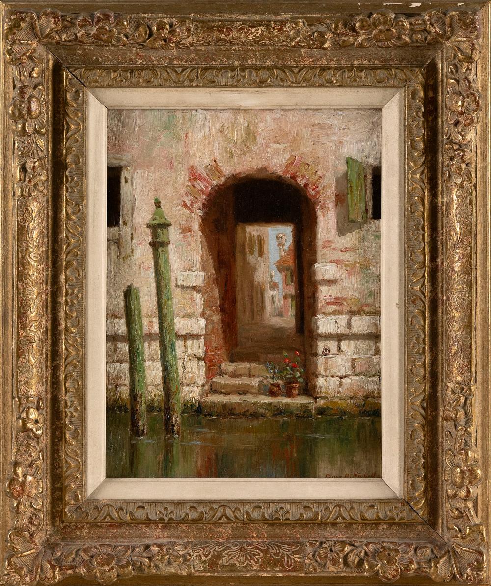 Burr H. Nicholls comparable auction result: burr halliday nicholls new york connecticut 1848 1915 flower pots venice oil on board 12 x 9 framed 18 5 x 15