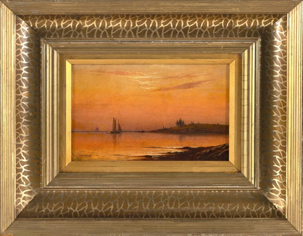 Charles Henry Gifford comparable auction result: charles henry gifford massachusetts 1839 1904 sunset over the coast oil on canvas 7 x 11 framed 16 x 20