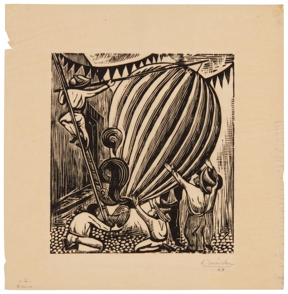 leopoldo m ndez 1902 1969 mexican el globo 1929 · John Moran Auctioneers · 2025-07-15 Leopoldo Méndez comparable auction result: leopoldo m ndez 1902 1969 mexican el globo 1929