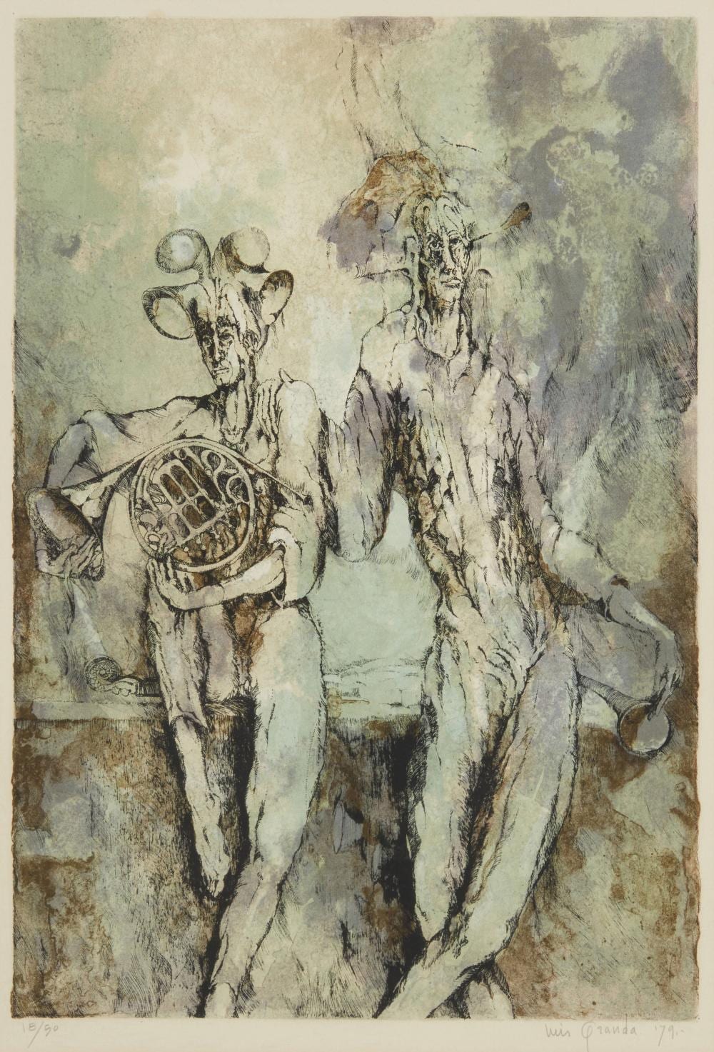 Luis Granda comparable auction result: luis granda b 1941 spanish two musicians 1979