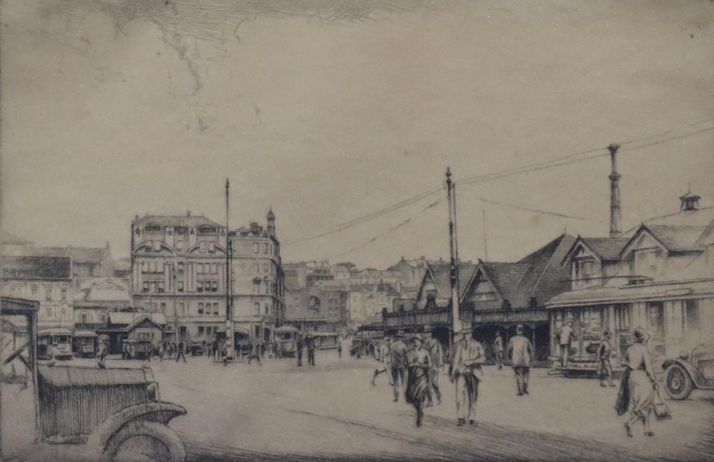 Alfred Warner comparable auction result: alfred warner etching circular quay west 15 75 signed and details lower approx 22cm x 14 5cm