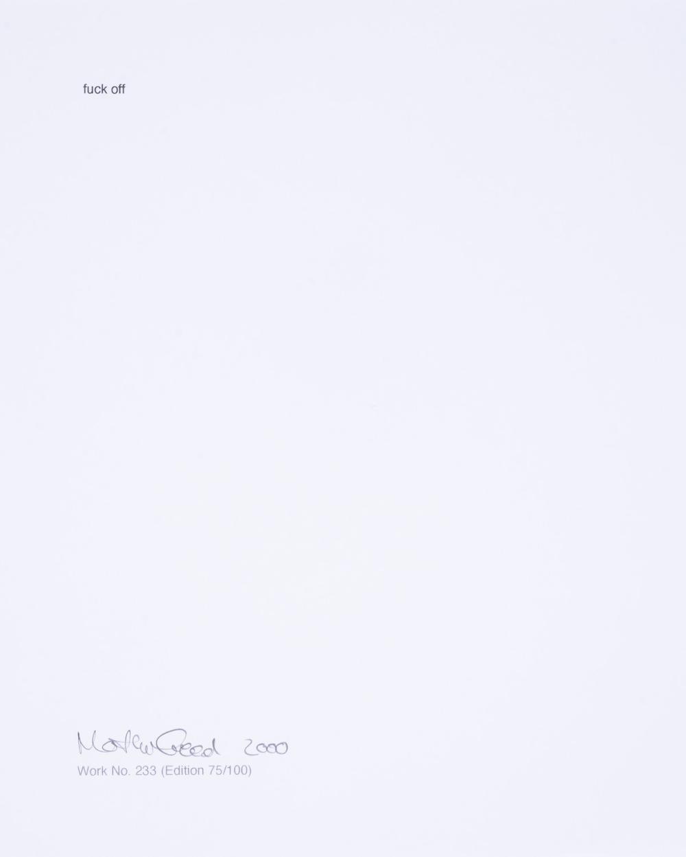 Martin Creed comparable auction result: martin creed b 1968 work no 233 from cubitt print box