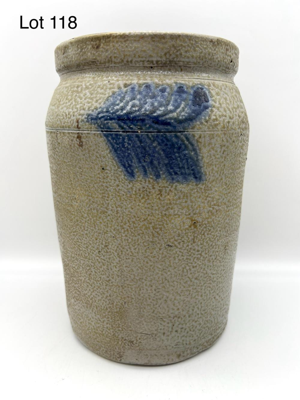 Antique Salt Glazed Stoneware Crock sold by Embassy Auctions International, lot 118 — auction record photograph