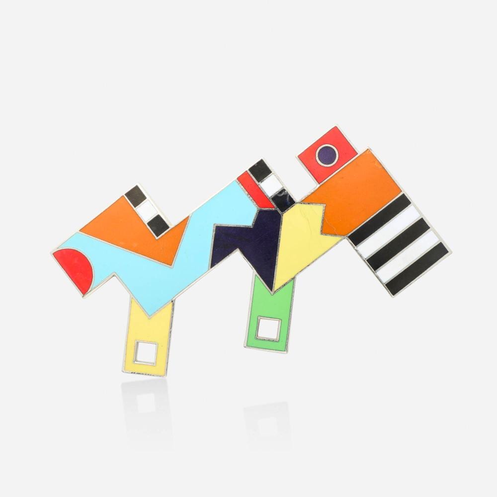 Nathalie DuPasquier comparable auction result: nathalie du pasquier enamel brooch