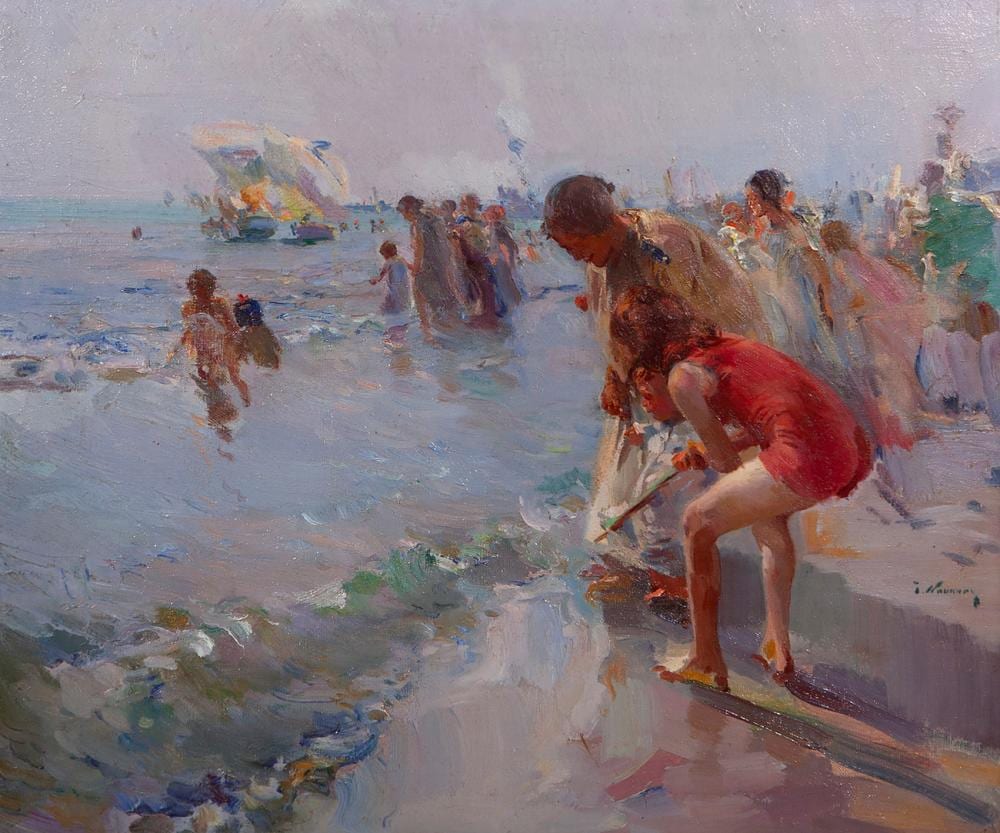 José Navarro Llorens comparable auction result: jos navarro llorens valencia 1867 1923 beach scene oil on canvas signed on the right side