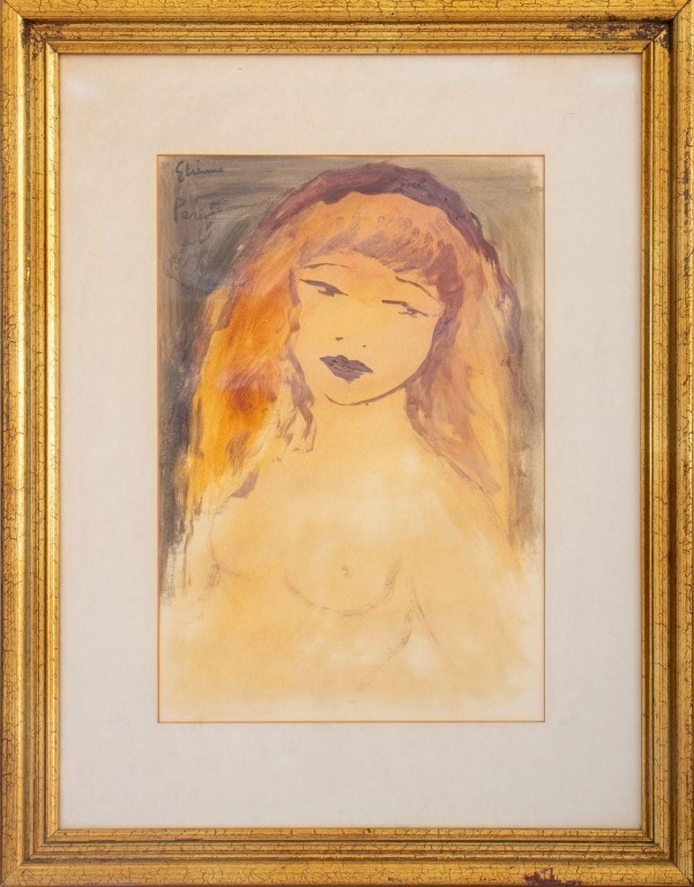 Etienne Ret comparable auction result: etienne ret girl with red hair oil on paper