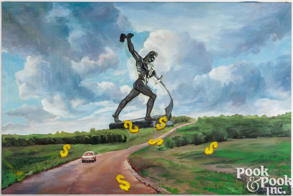 Leonid Sokov oil on canvas Central Russia sold by Pook & Pook Inc., lot 169 — auction record photograph