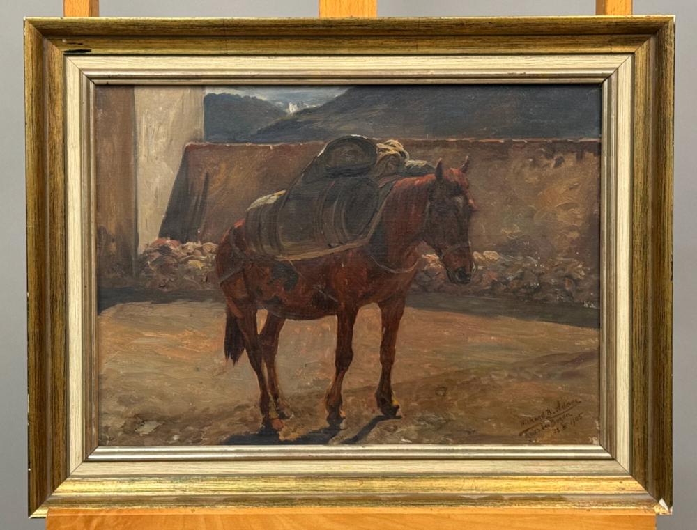 Richard Benno Adam comparable auction result: richard benno adam 1873 m nchen 1937 ebda lgem lde beladenes pferd 1905 richard benno adam 1873 munich 1937 ibid oil painting loaded horse 1905