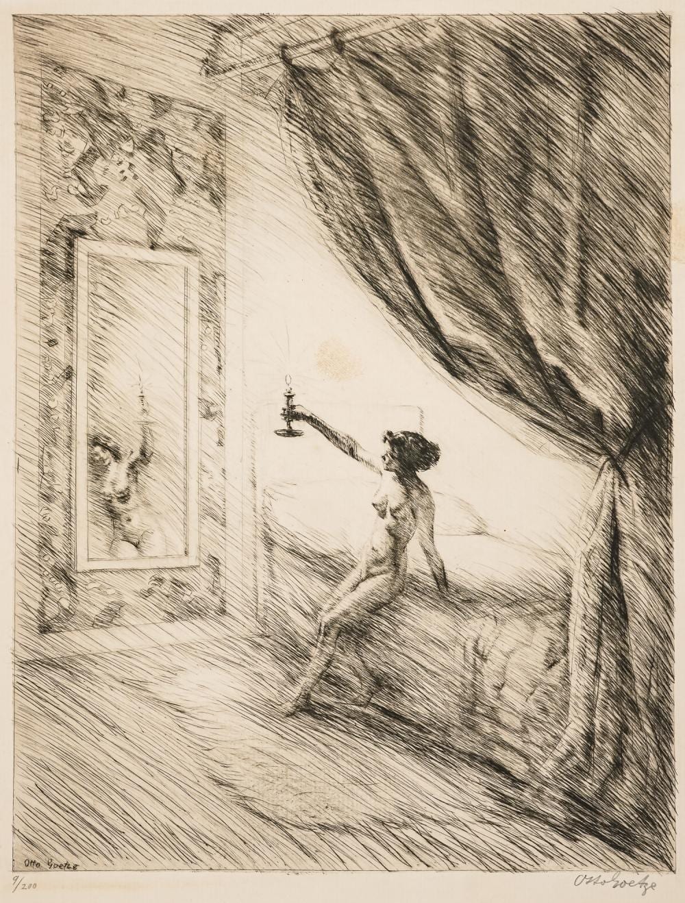 Otto (1868) Goetze comparable auction result: otto goetze de 1868 1931 in betrachtung in reflection